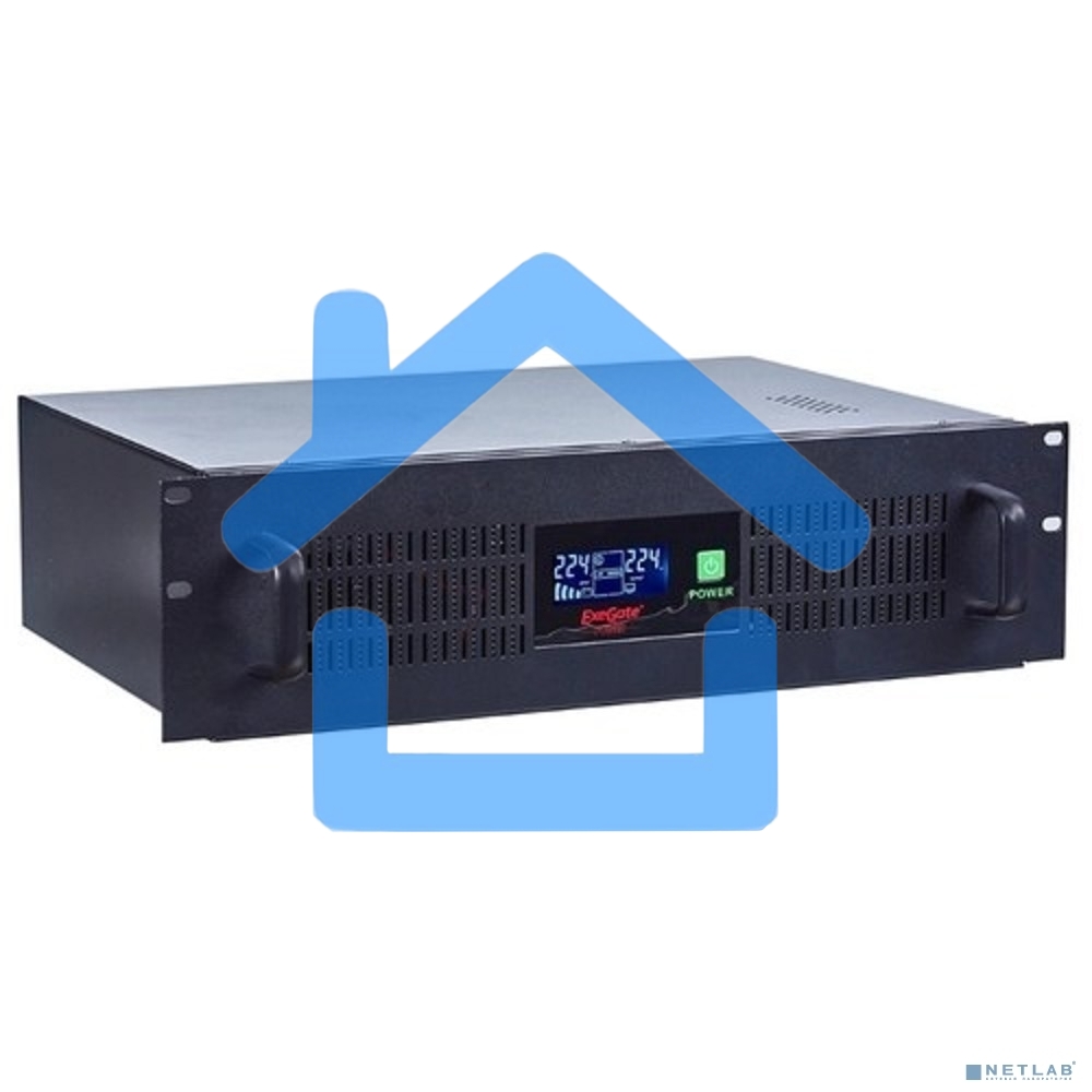 Источник бесперебойного питания ExeGate EP270874RUS Power RM Smart UNL-1500 LCD 1500VA, черный, 3U, 3 евророзетки, USB