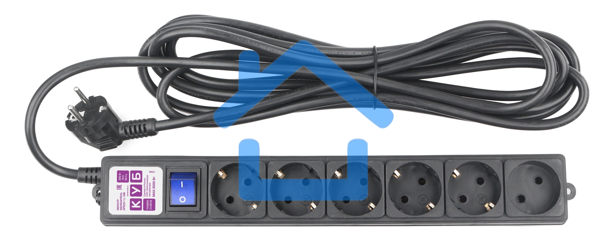 Фильтр-удлинитель PC 3м 6р, черный 16А, SPG6-B2