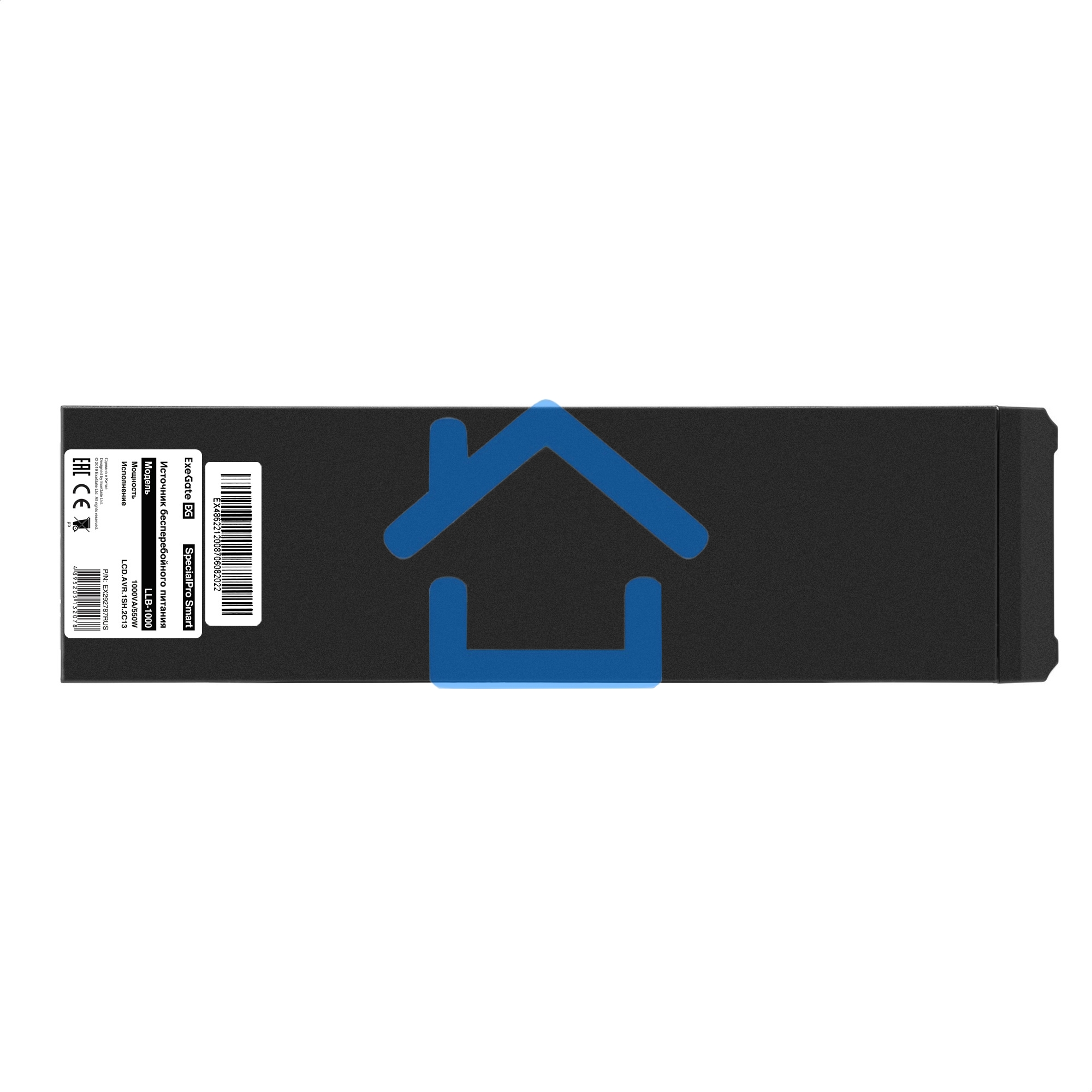 Источник бесперебойного питания ExeGate SpecialPro Smart LLB-1000.LCD.AVR.1SH.2C13 <1000VA/550W, LCD, AVR, 1*Schuko+2*C13, металлический корпус, черный>