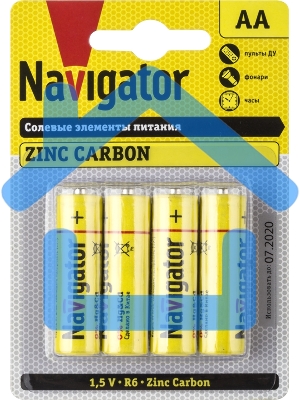 Элемент питания солевой Navigator 94 758 NBT-NS-R6-BP4 (блист.4шт) 94758