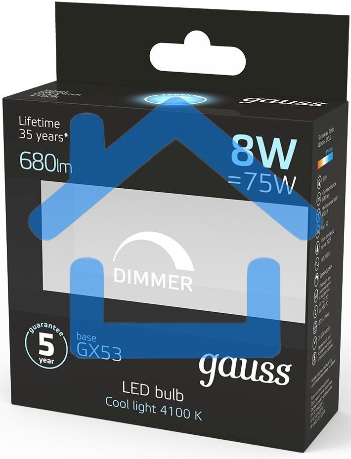 Лампа светодиодная Led GX53 8Вт 4100К диммируемая Gauss 108408208-D