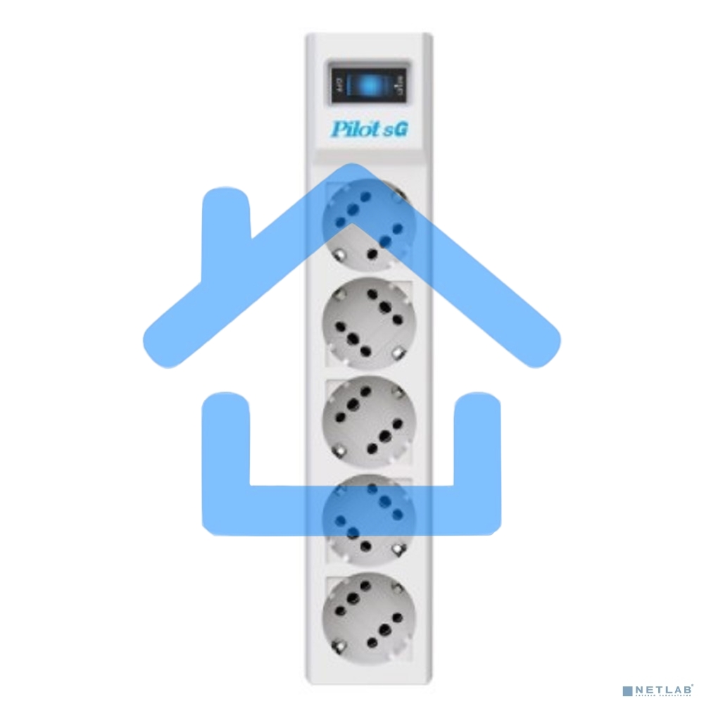 Сетевой фильтр ZIS PILOT Surge protector Pilot SG5 5 outlets (GP), 10A / 2.2kVt, automatic circuit-breaker, 5 m
