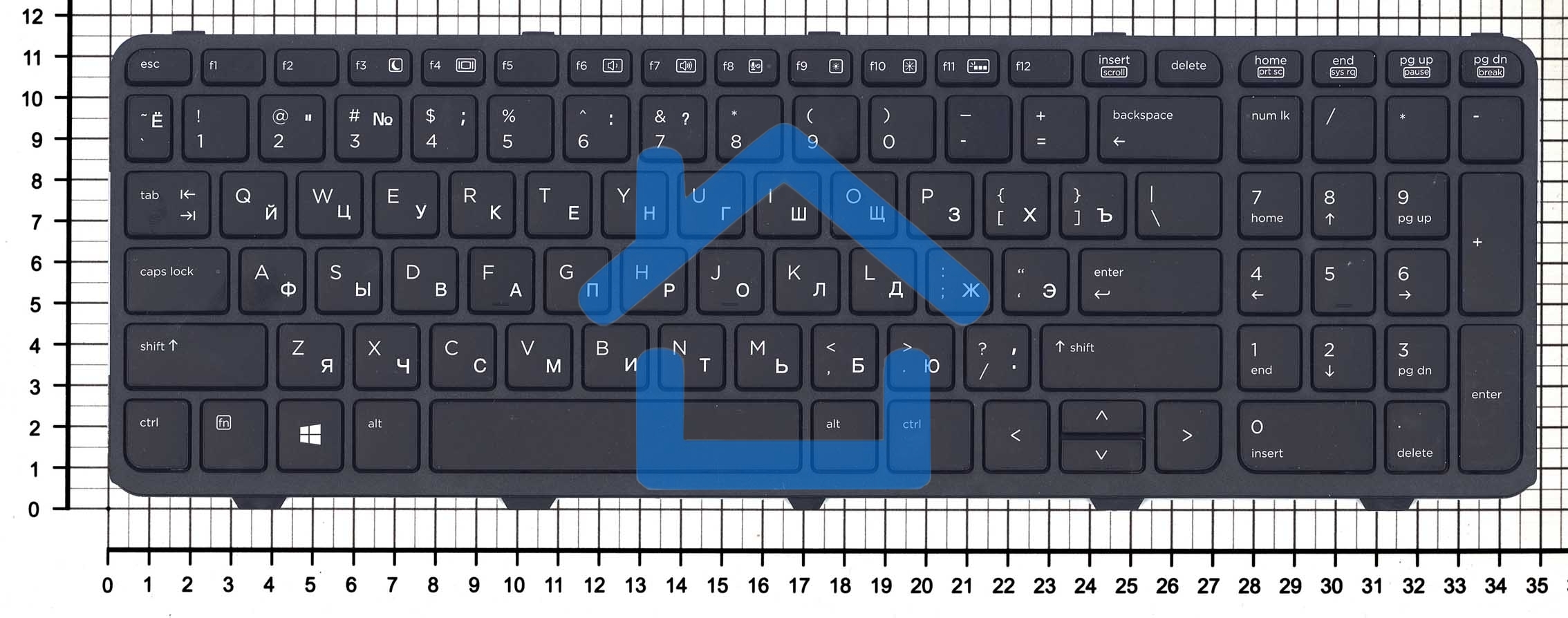 Клавиатура для ноутбука HP 450 G2 черная с рамкой с подсветкой