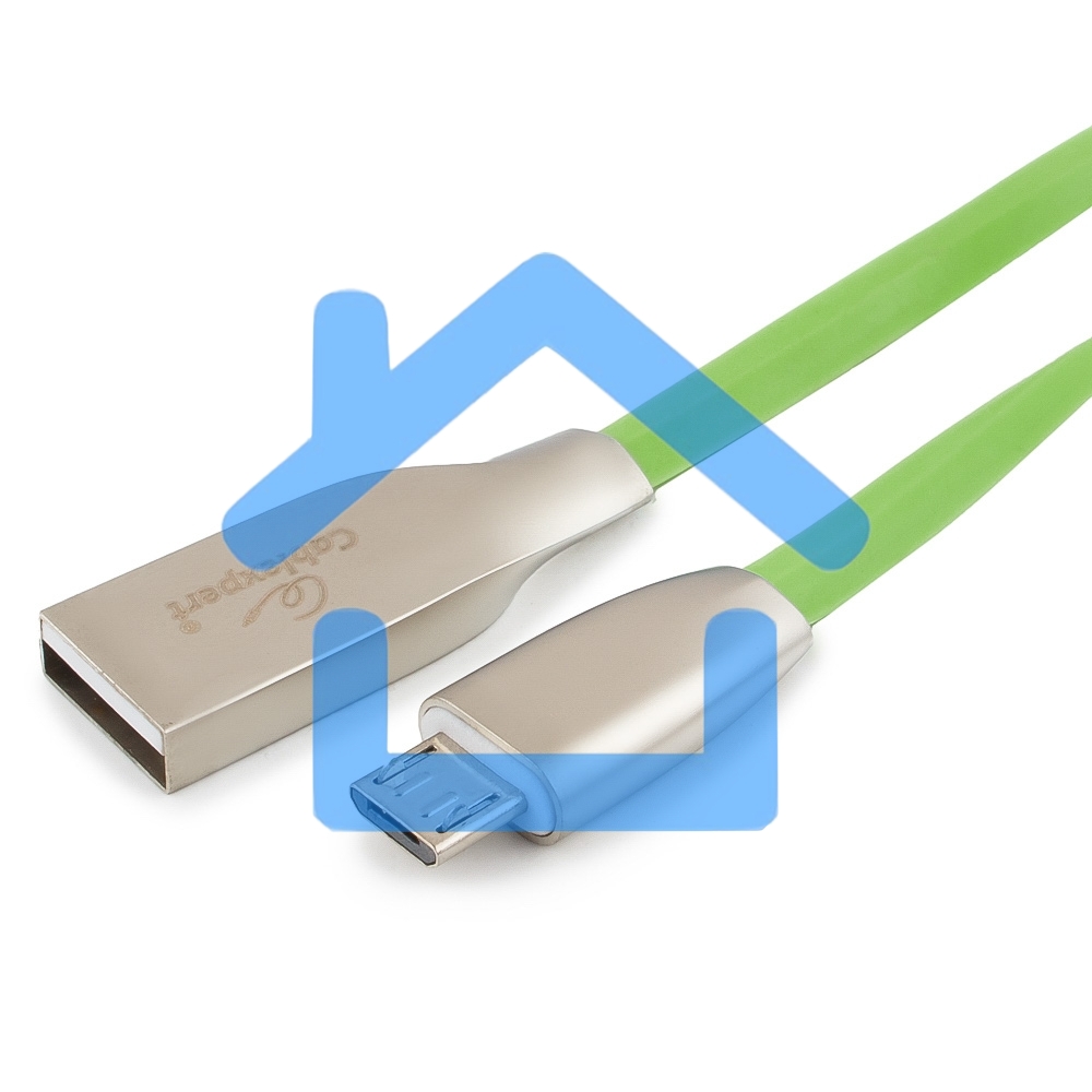 Кабель USB 2.0 Cablexpert CC-G-mUSB01Gn-1M, AM/microB, серия Gold, длина 1м, зеленый, блистер