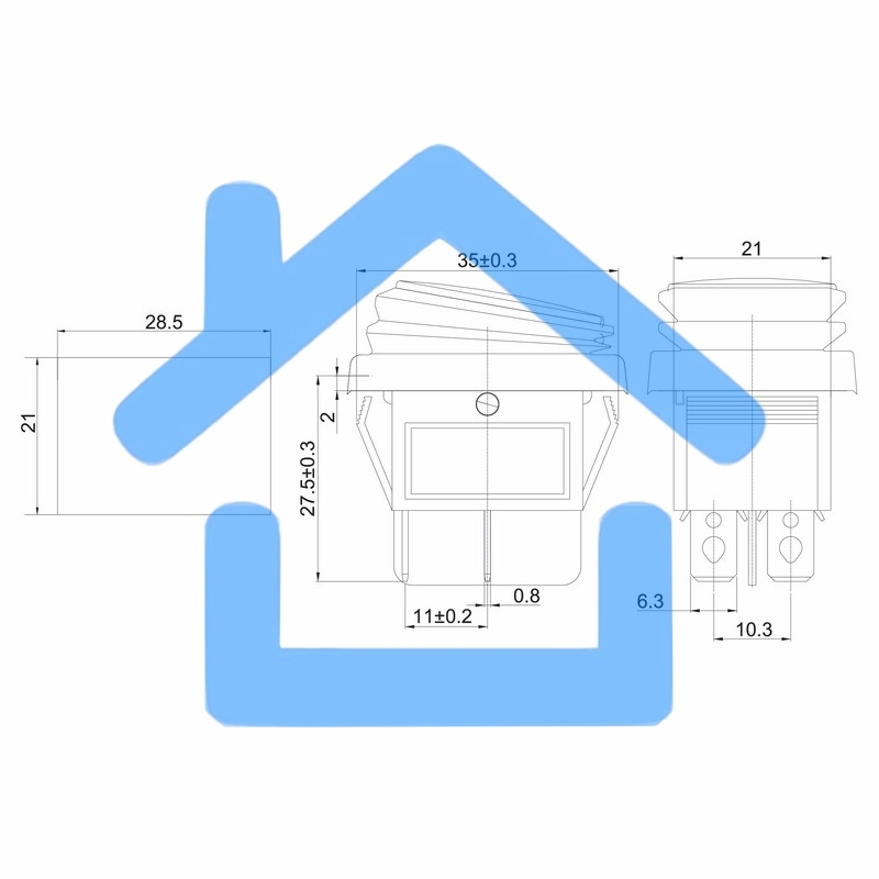 Выключатель клавишный Rexant 250V 15А (4с) ON-OFF желтый с подсветкой ВЛАГОЗАЩИТА