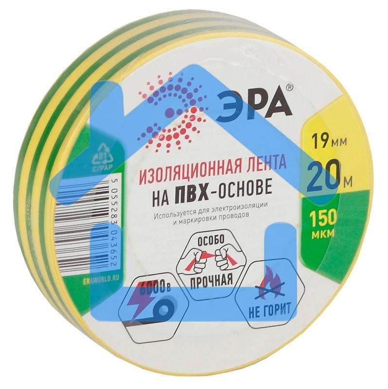 ПВХ-изолента ЭРА C0036545 19ммх20м желто-зеленая