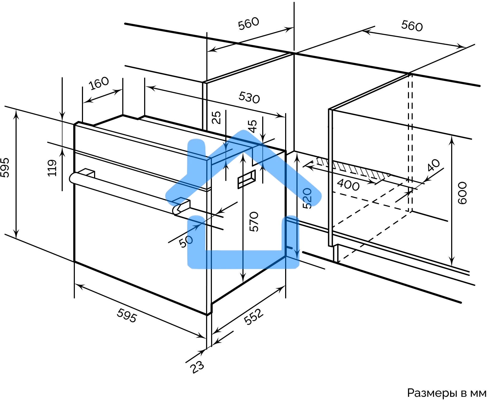Духовой шкаф Электрический LEX EDM 6070С BL черный, встраиваемый