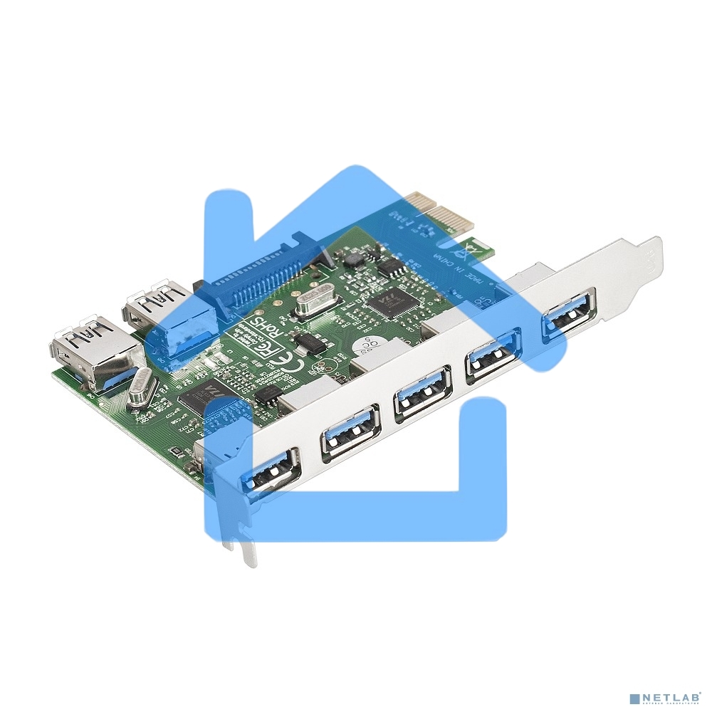 Контроллер ExeGate EXE-317 PCI-E 2.0, 5*USB 3.0 ext + 2*USB 3.0 int, разъем доп.питания (OEM)