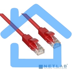 Патч-корд Greenconnect Патч-корд UTP прямой 1.5 m AWG24 кат.5е,  RJ45,  медь, литой (Красный), пластик пакет (GCR-LNC04-1.5m)