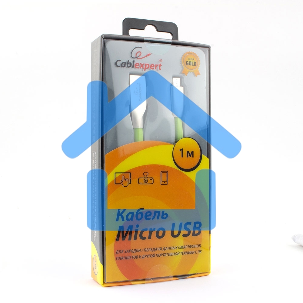Кабель USB 2.0 Cablexpert CC-G-mUSB01Gn-1M, AM/microB, серия Gold, длина 1м, зеленый, блистер