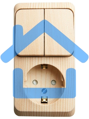 Блок ОП Этюд (1-м розетка с заземл. защ. шторки + 2-кл. выкл.) сосна SchE BPA16-202D