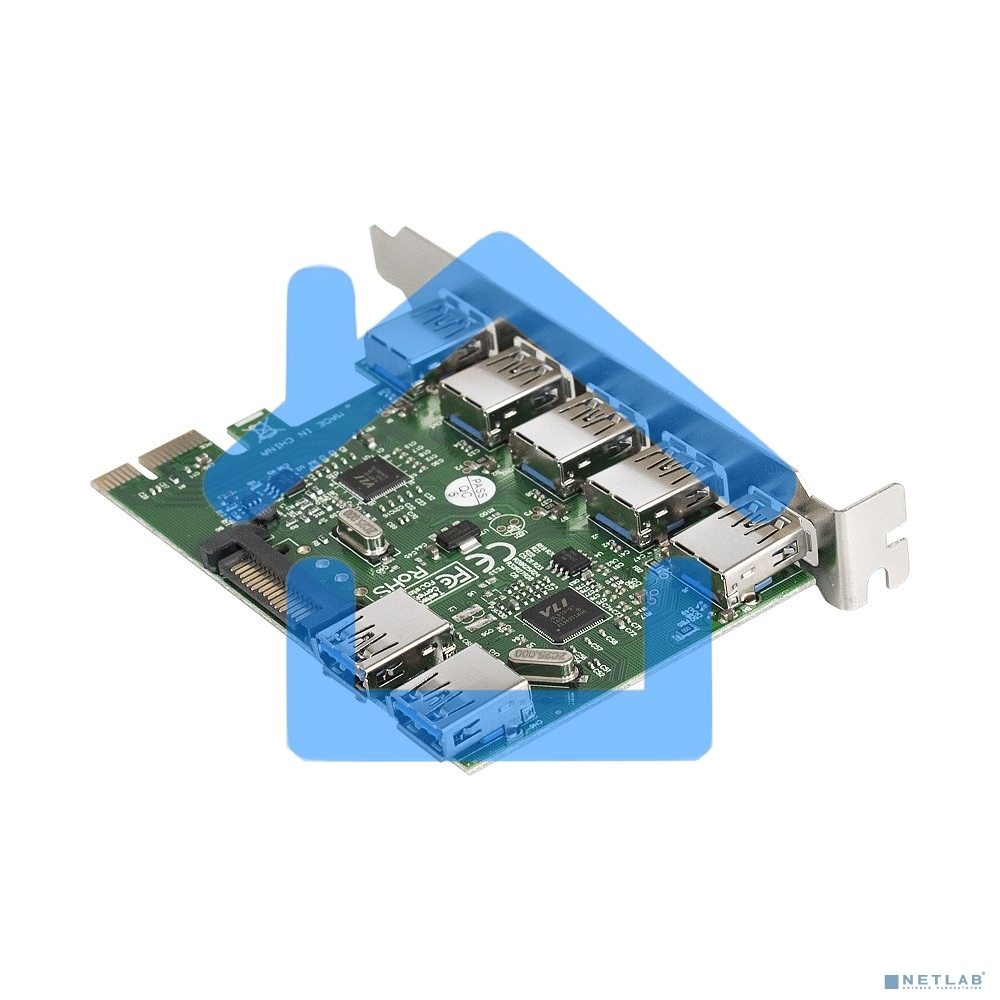 Контроллер ExeGate EXE-317 PCI-E 2.0, 5*USB 3.0 ext + 2*USB 3.0 int, разъем доп.питания (OEM)