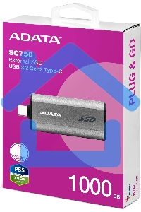 Внешний SSD ADATA SC750, 1TB, USB 3.2 Gen 2 Type-C, R/W 1050/1000, черный