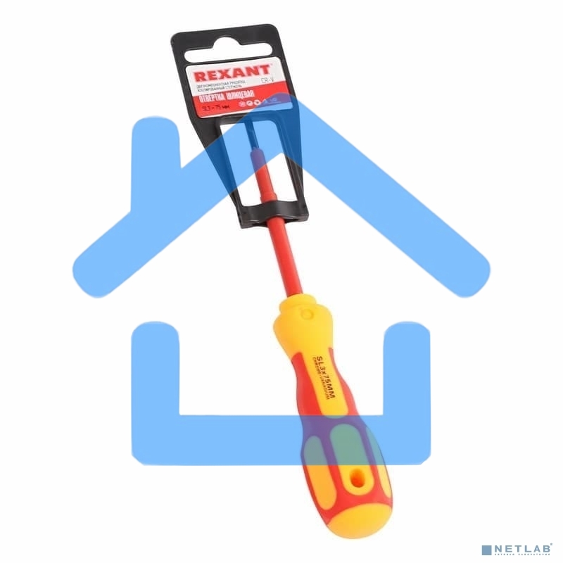 Отвертка Rexant шлицевая диэлектрическая SL5 х 125 мм, до 1000 В, двухкомпонентная рукоятка