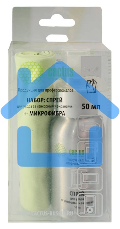 Чистящий набор (салфетки + спрей) Cactus CSP-S3001AL для экранов и оптики 1шт 25х25см 50мл