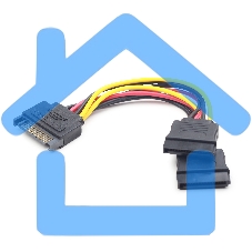 Кабель питания SATA Cablexpert CC-SATAM2F-01, 15pin (M)/2x15pin(F), на 2 SATA устр, 15см