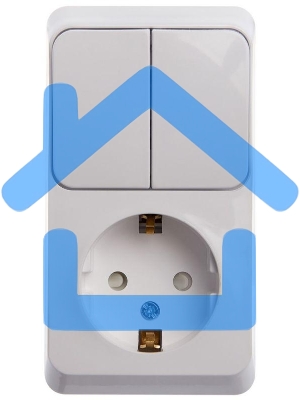 Блок ОП Этюд (1-м розетка с заземл. защ. шторки + 2-кл. выкл.) бел. SchE BPA16-202B