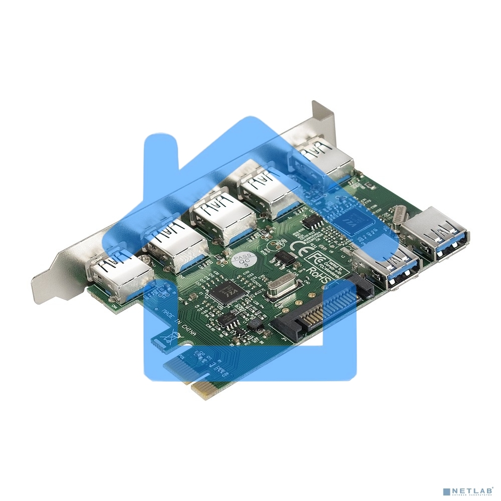 Контроллер ExeGate EXE-317 PCI-E 2.0, 5*USB 3.0 ext + 2*USB 3.0 int, разъем доп.питания (OEM)