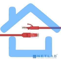 Патч-корд Greenconnect Патч-корд UTP прямой 1.5 m AWG24 кат.5е,  RJ45,  медь, литой (Красный), пластик пакет (GCR-LNC04-1.5m)