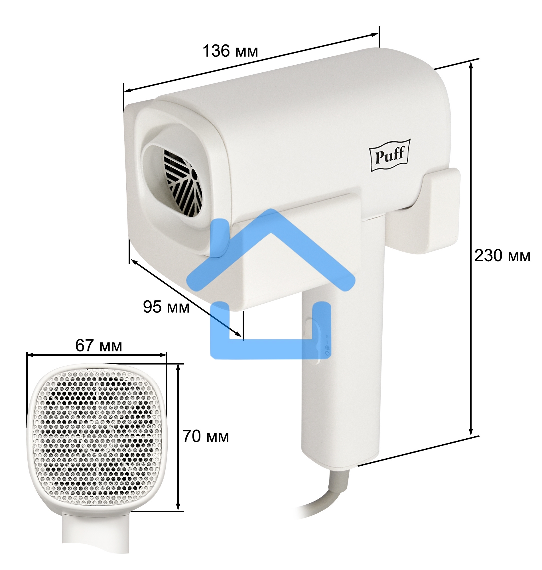 Фен Puff 1601 1600Вт белый