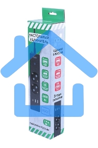 Бытовой удлинитель PowerCube, 2р с/з вык.,3USB, 3500 Вт, 16А, 1.9 м, 3*1,0 черный PC-5B-2M