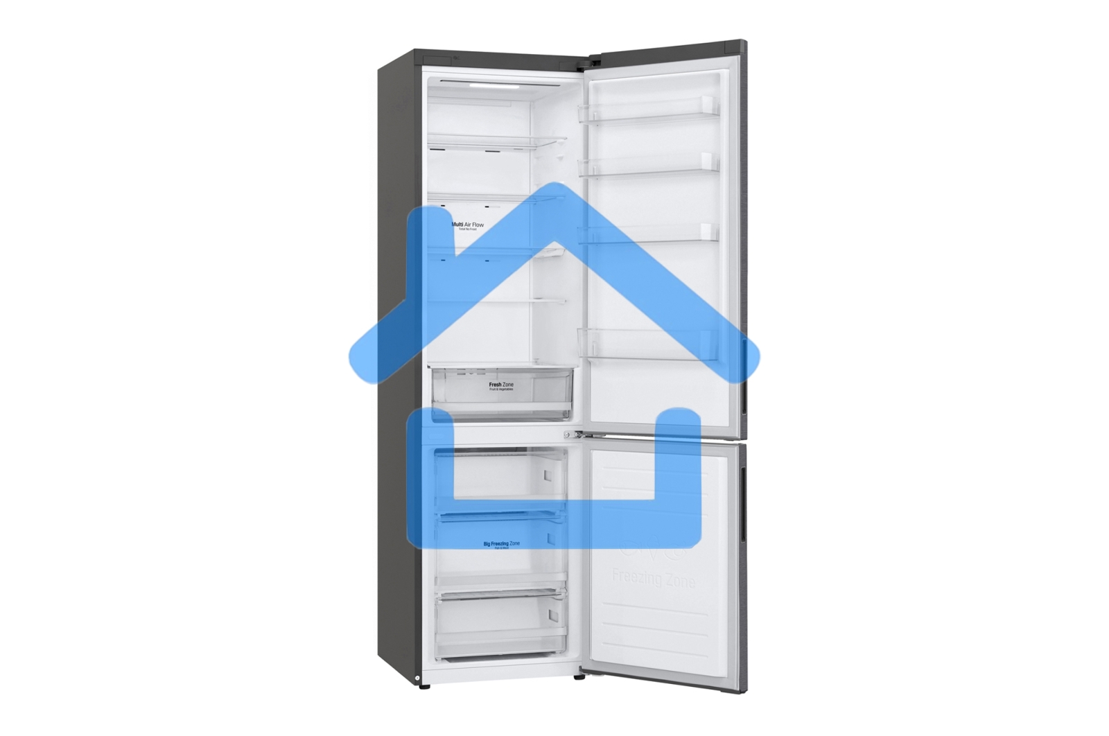 Холодильник LG GA-B509CLSL графитовый двухкамерный 277/107л морозилка снизу, No Frost
