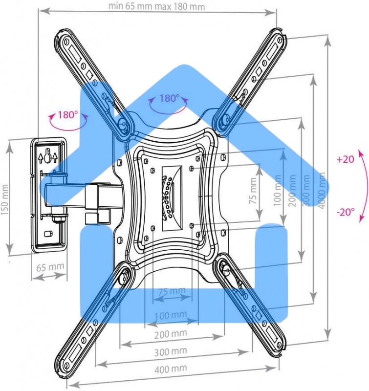 Кронштейн для телевизора Arm media LCD-403 new черный, 26
