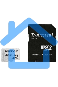 Флеш карта microSD 256Gb Transcend microSDXC Class 10 UHS-I U3, V30, A1, (SD адаптер), TLC