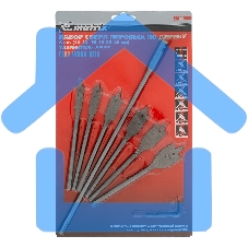 Набор сверл Matrix перовых по дереву, 10-12-16-18-20-25 мм, 6 шт., удлинитель 300 мм 6-гран. хвост.