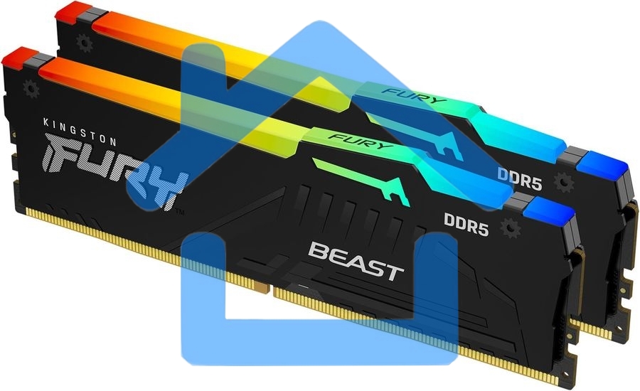 Оперативная память Kingston Fury Beast, DDR5, 64Gb (2x32Gb), 6000MHz, CL36, DIMM, с радиаторами, RGB, черный