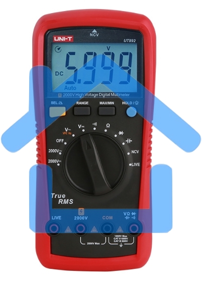 Высоковольтный мультиметр UNI-T UT892 2000V Напряжение постоянного/переменного тока (2000 В); ВПЧ(600В); Сопротивление (60 МОм); Емкость (60 мФ); Частота (10 Гц ~ 10 кГц);