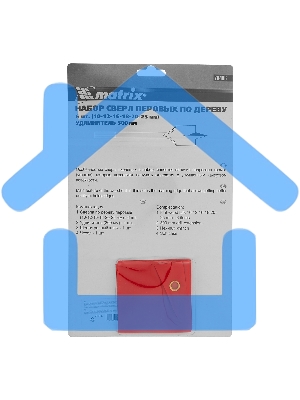 Набор сверл Matrix перовых по дереву, 10-12-16-18-20-25 мм, 6 шт., удлинитель 300 мм 6-гран. хвост.