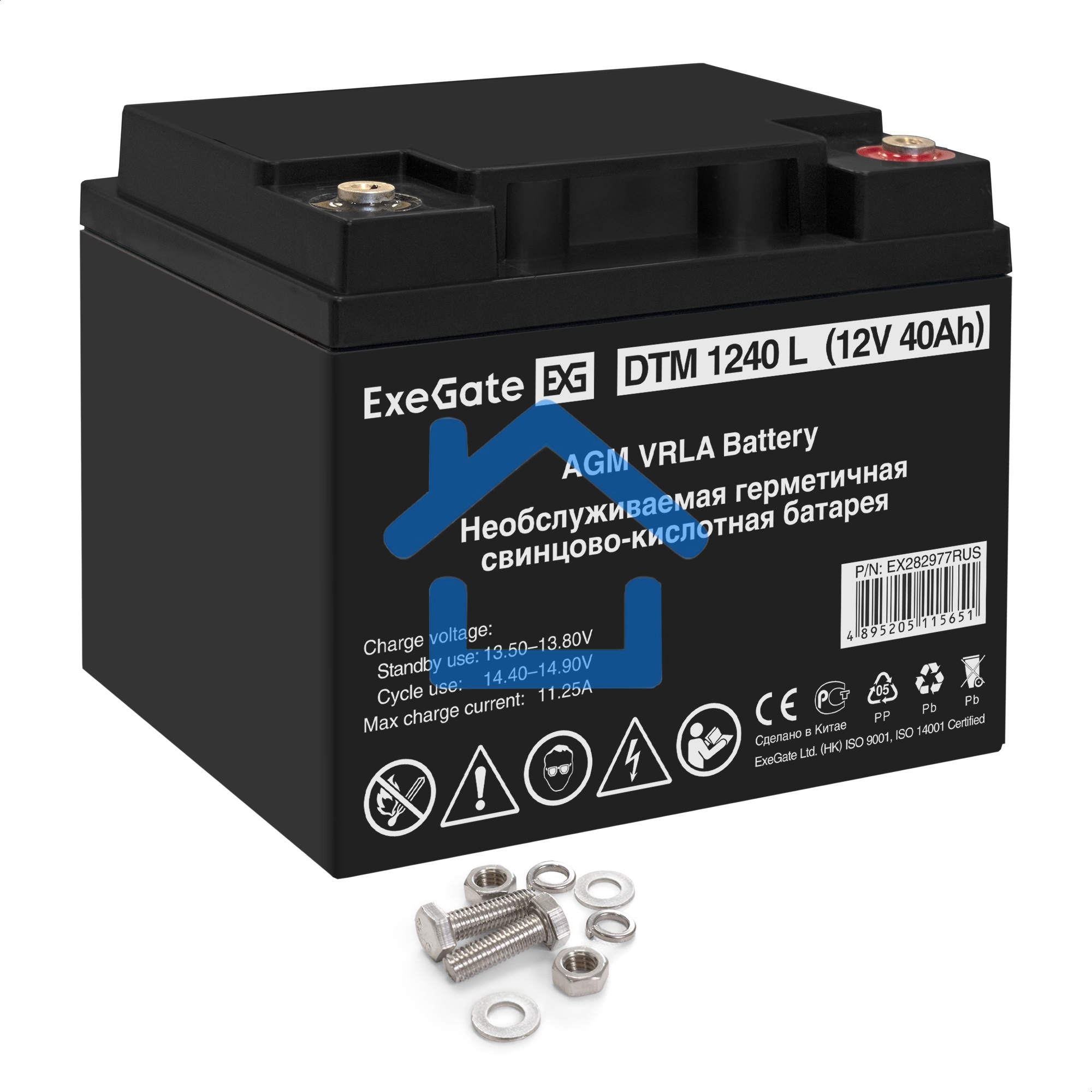 Батарея ExeGate EX282977RUS DTM 1240 L (12V 40Ah), клеммы под болт М5