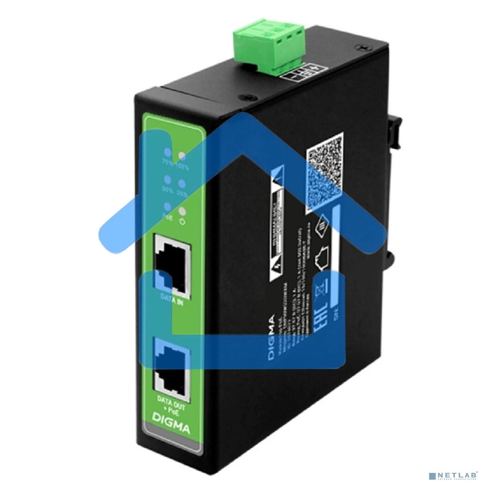 Инжектор PoE Digma DNP90W48GDXM 10/100/1000BASE-T 90Вт 37-57В(DC)