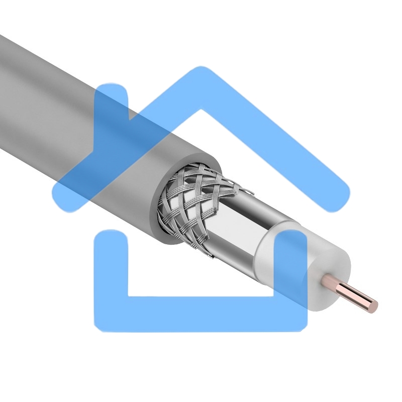 Кабель коаксиальный Rexant RG-8X, 50 Ом, CCS/Al/Al, 75%, бухта 100 м, серый