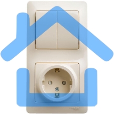 Блок комбинированный GLOSSA розетка защ. шторки с заземл.+ выкл. 2-кл. беж. SchE GSL000274