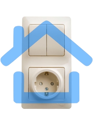 Блок комбинированный GLOSSA розетка защ. шторки с заземл.+ выкл. 2-кл. беж. SchE GSL000274