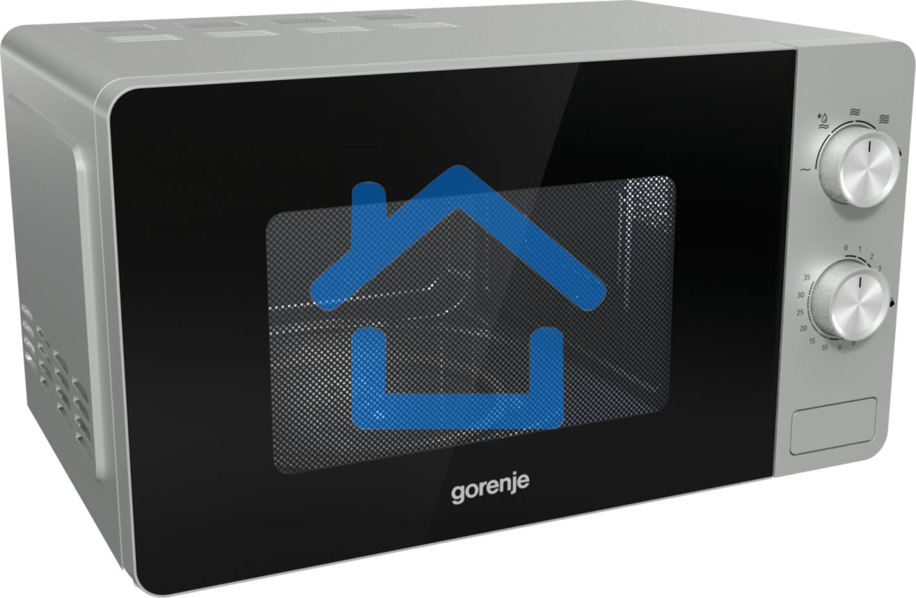 Микроволновая печь Gorenje MO20E1S серебристый, 20 л, 800 Вт, переключатели - поворотный механизм