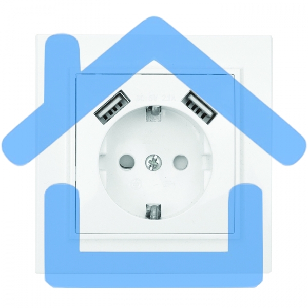 Розетка 1-местная СП с/з 16А белая с защ. штор. с 2 USB 2,1А EKF Минск