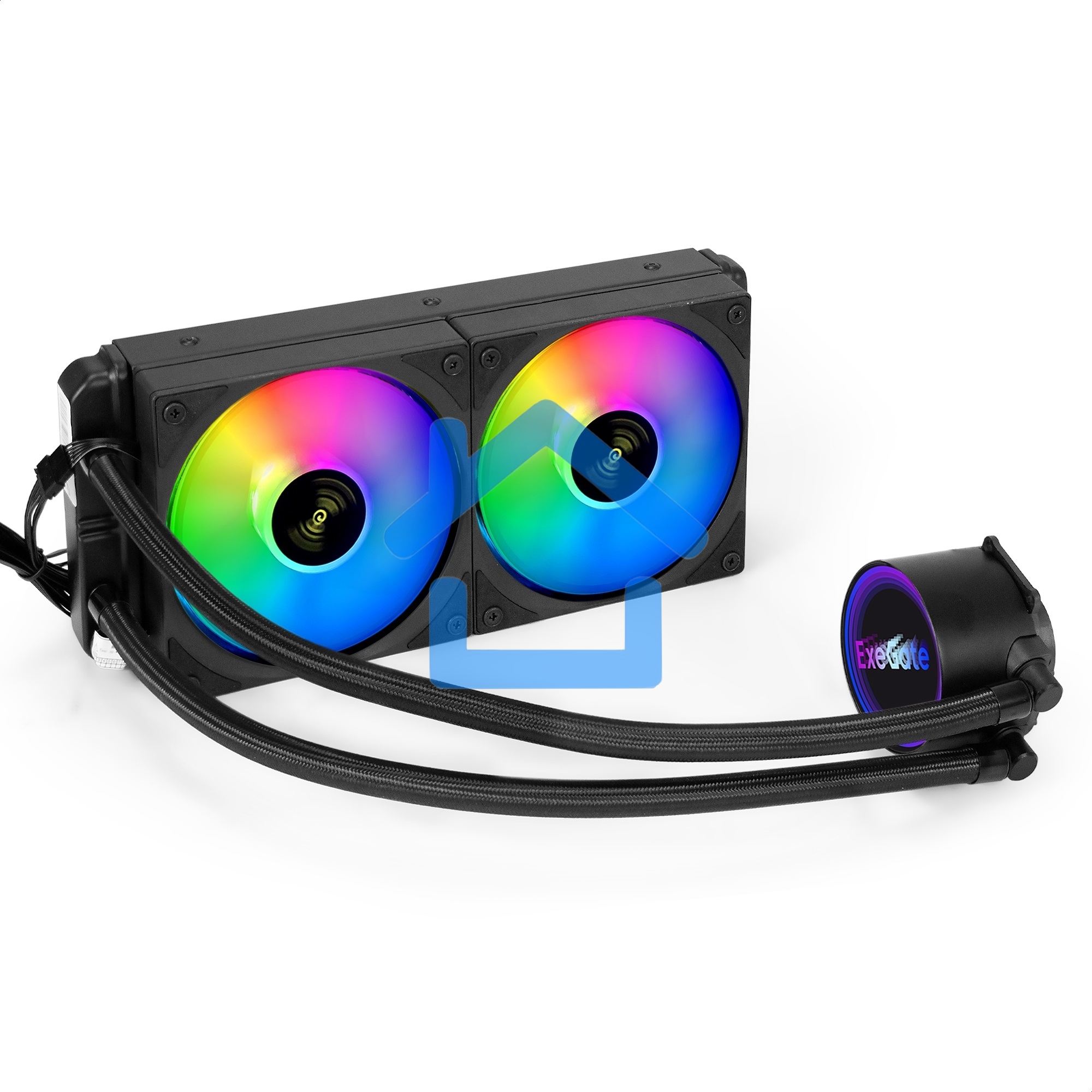 Система водяного охлаждения ExeGate BlackWater-240V3.PWM.ARGB черный, 120 мм, алюминий/медь, 1800 об/мин, 37 дБ, 4 pin, 150 Вт
