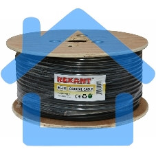 Кабель коаксиальный Rexant RG-213, 50 Ом, Cu/Cu, 96%, бухта 100 м, черный