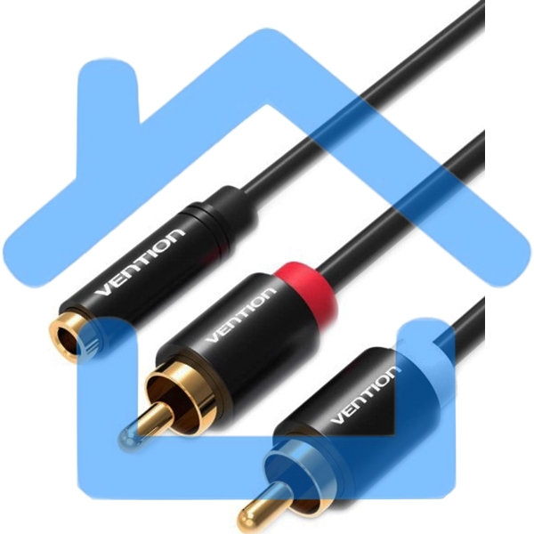 Кабель Vention аудио Jack 3,5 mm F/2RCA M - 1м Серый/черный