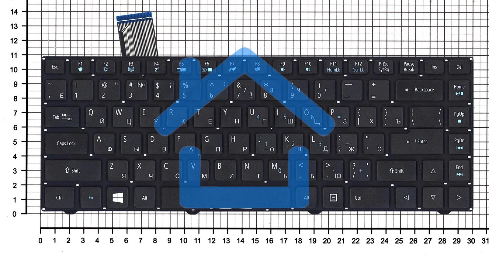 Клавиатура для ноутбука Acer Aspire One Cloudbook 14 AO1-431 черная