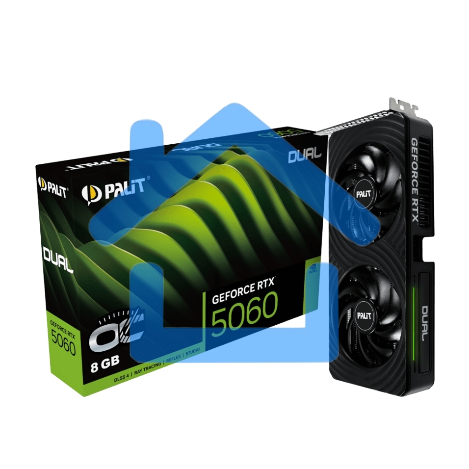 Видеокарта Palit RTX 5060 DUAL OC NV RTX 5060 8Gb 128bit GDDR7 2280/28000/HDMIx1/DPx3/HDCP R NE75060S19P1-Gb2063D PCI-E 5.0