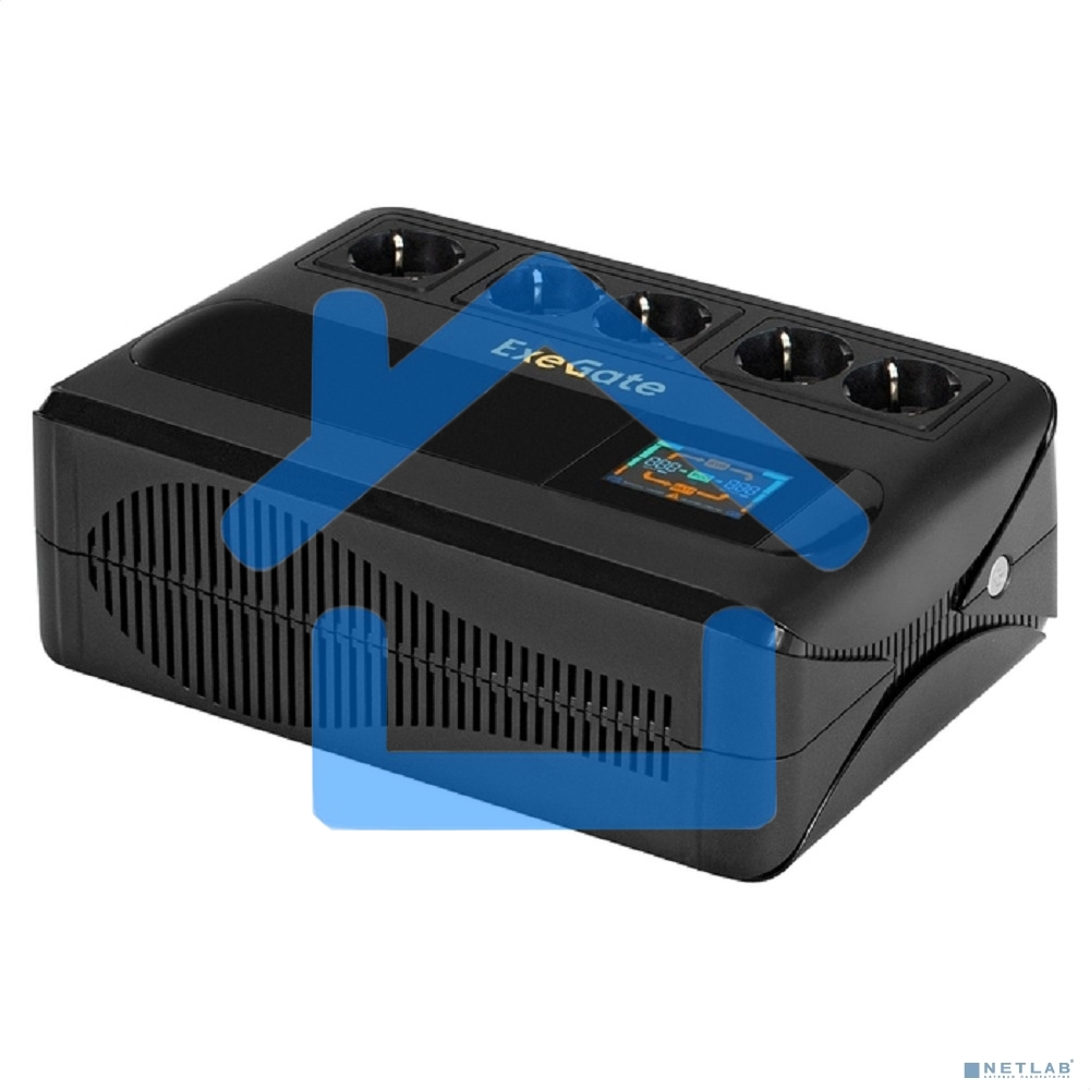 Источник бесперебойного питания ExeGate NEO Smart BU-1000.LCD.AVR.5SH 1000VA/500W, цветной LCD-дисплей, AVR, 5*Schuko, черный