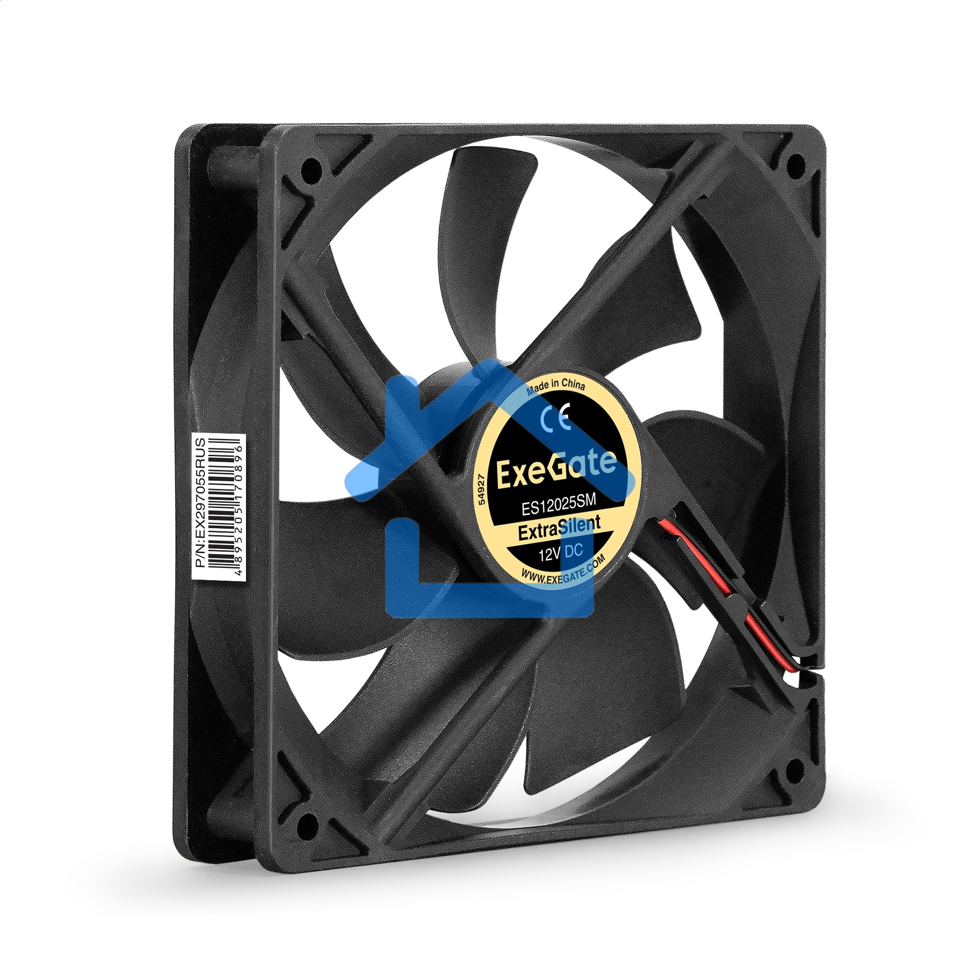 Вентилятор для корпуса ExeGate ExtraSilent ES12025SM черный, 120 мм, 1400 об/мин, 24 дБ, 2 pin