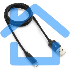 Кабель USB2.0 Cablexpert CC-ApUSB2bk1m, AM/Lightning 8P, 1м, нейлоновая оплетка, алюминиевые разъемы, черный, пакет