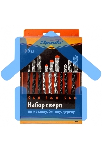 Набор сверл по бетону 5-6-8 мм, металлу 5-6-8 мм, дереву 5-6-8 мм, 9 шт. цилин. хвостовик Sparta