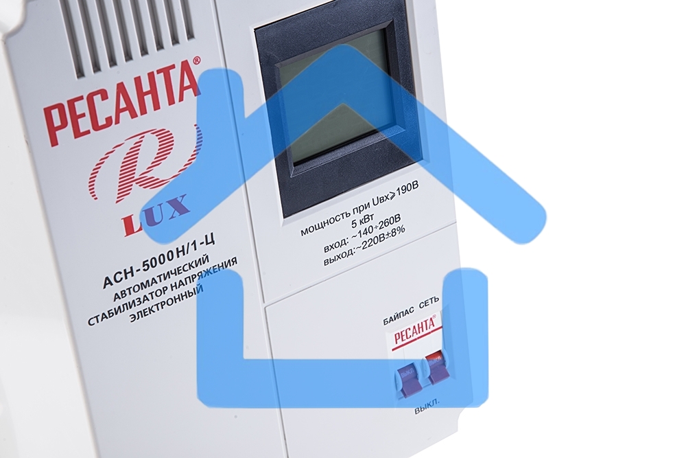 Стабилизаторы напряжения Ресанта АСН-5 000 Н/1-Ц 63/6/16 Стабилизатор Lux 220В±8%, Габариты 260х155х310, Вес 8кг