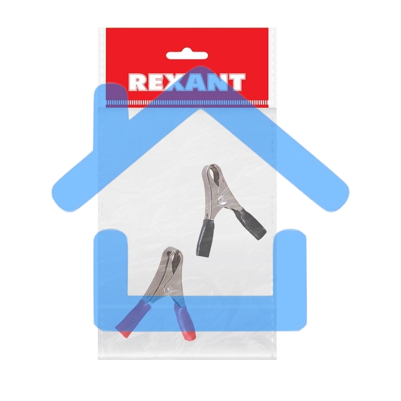 Зажим крокодил Rexant, длина 50 мм, ток 10A, 2 шт., пакет БОПП